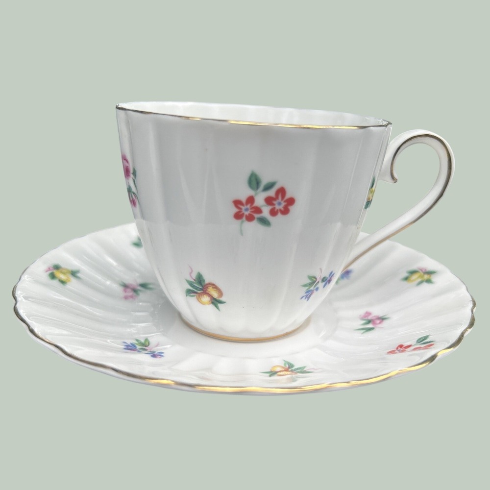 Vintage Royal Tuscan Fine Bone China Cup/Saucer Set Mini Floral Pattern